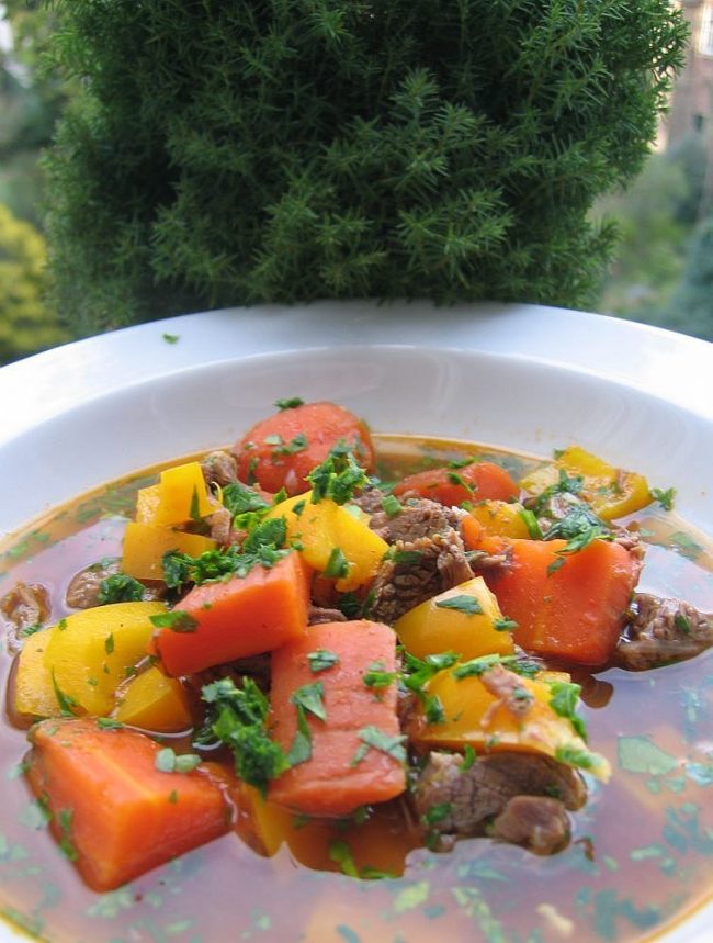 Kräftige Rindfleischsuppe mit Gemüseeinlage