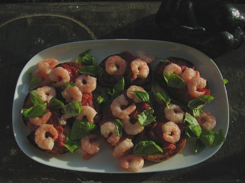 Bruschetta mit Garnelen