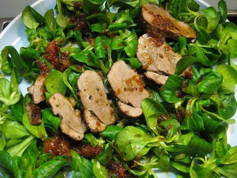 Entenbrust in Orange auf Feldsalat ist ein leichtes und sejhr schmackhaftes Essen für heiße Sommertage.