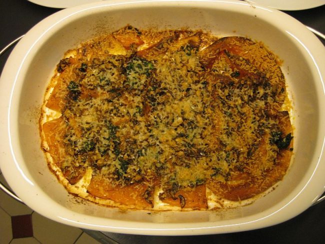 Kürbisschnitzel gebacken