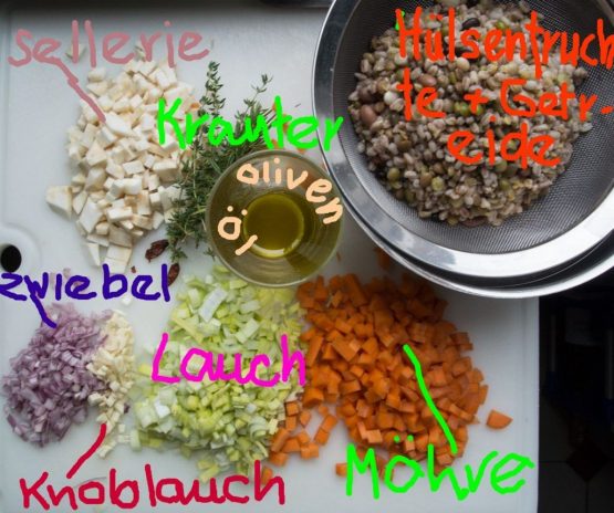 Minestrone mit Hülsenfrüchten ist ein Rezept aus Umbrien. Deftig und doch vegan.