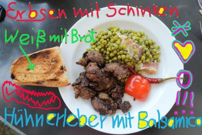 Erbsen mit Schinken auf Italienisch ist ein feines, leichtes Essen für den Abend.