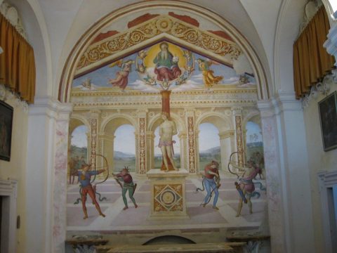 Wo alles schön ist fand ich Perugino und zwar das Fresco mit dem Titel Martyrium des Hl. Sebastian Perugino
