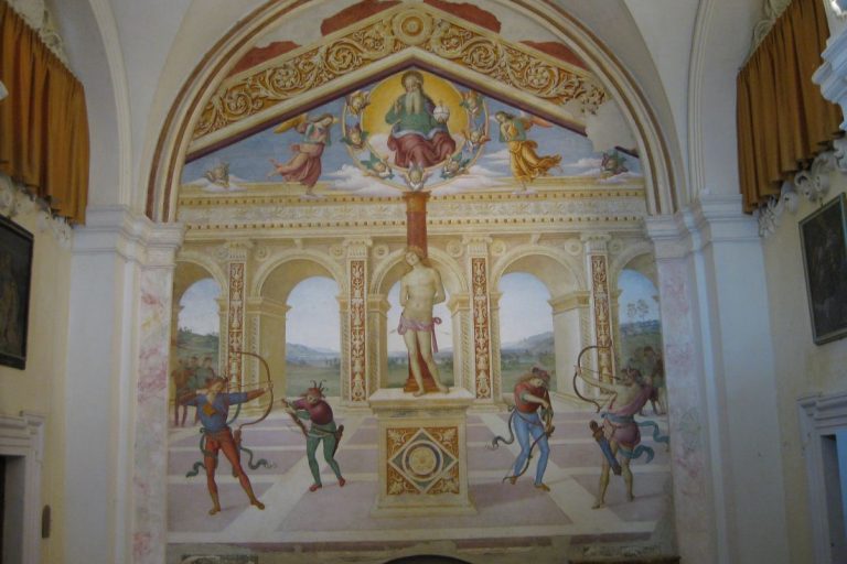 Wo alles schön ist fand ich Perugino und zwar das Fresco mit dem Titel Martyrium des Hl. Sebastian Perugino