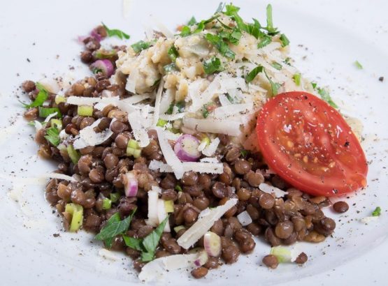 Hirse-Risotto mit Pilzen und Linsen