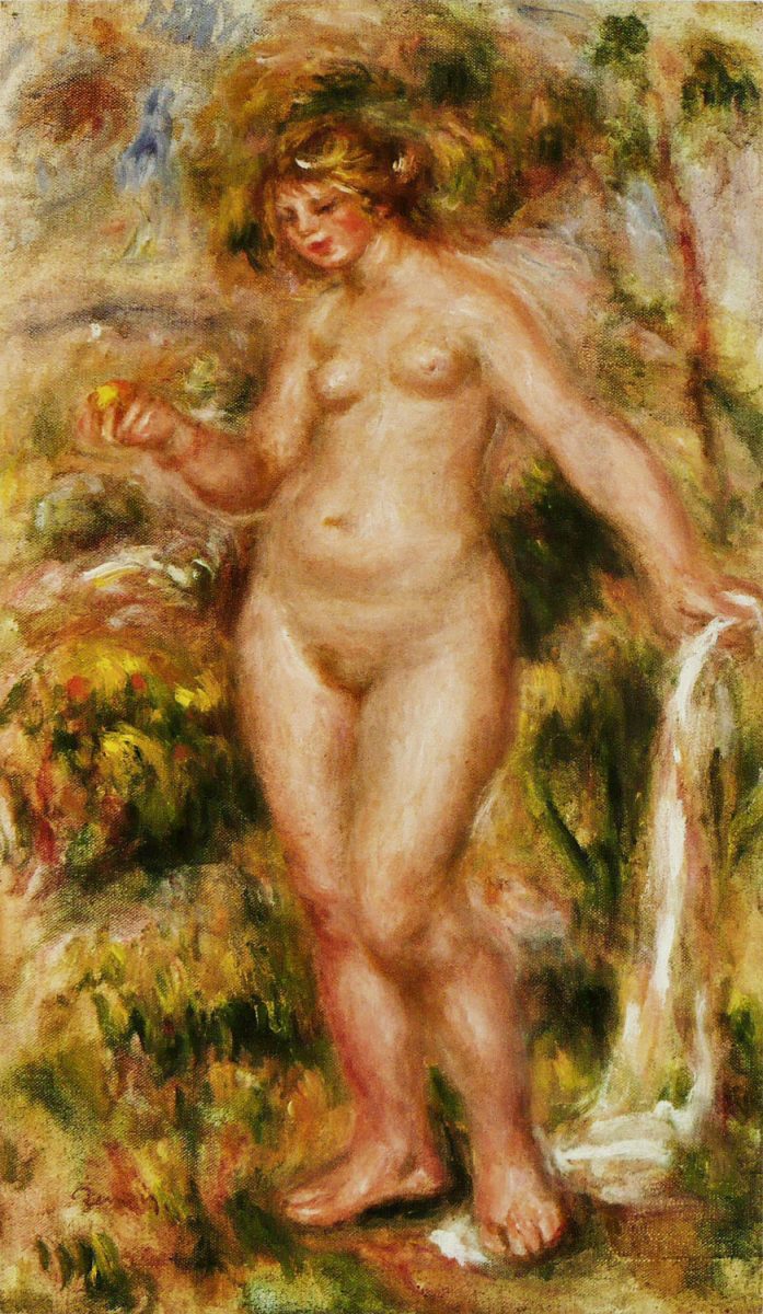 Das Gemälde von Pierre Auguste Renoir die Badende zum Thema Modell und Maler.