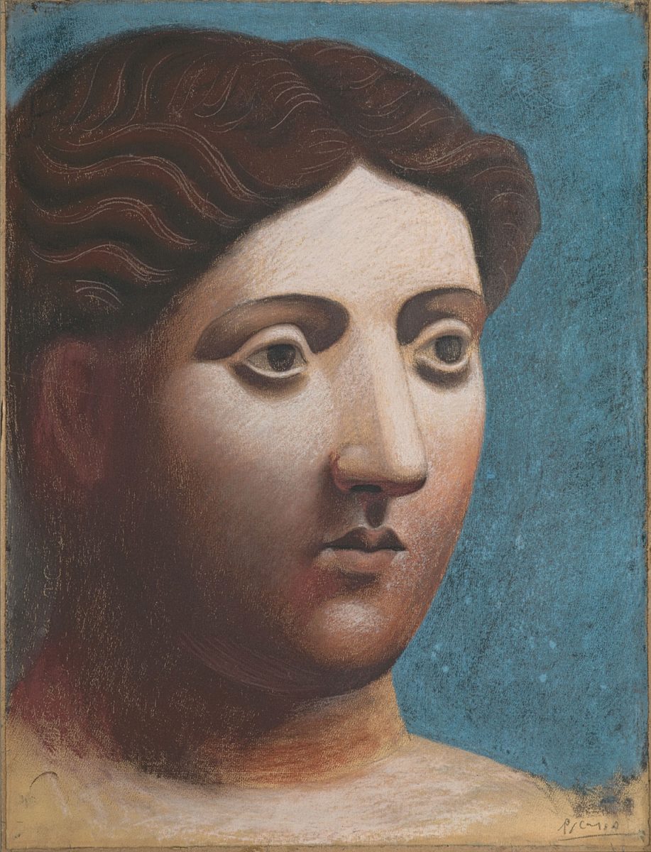 Ein klassizistisches Gemälde von Pablo Picasso mit dem Titel Tête de Femme - Kopf einer Frau.-