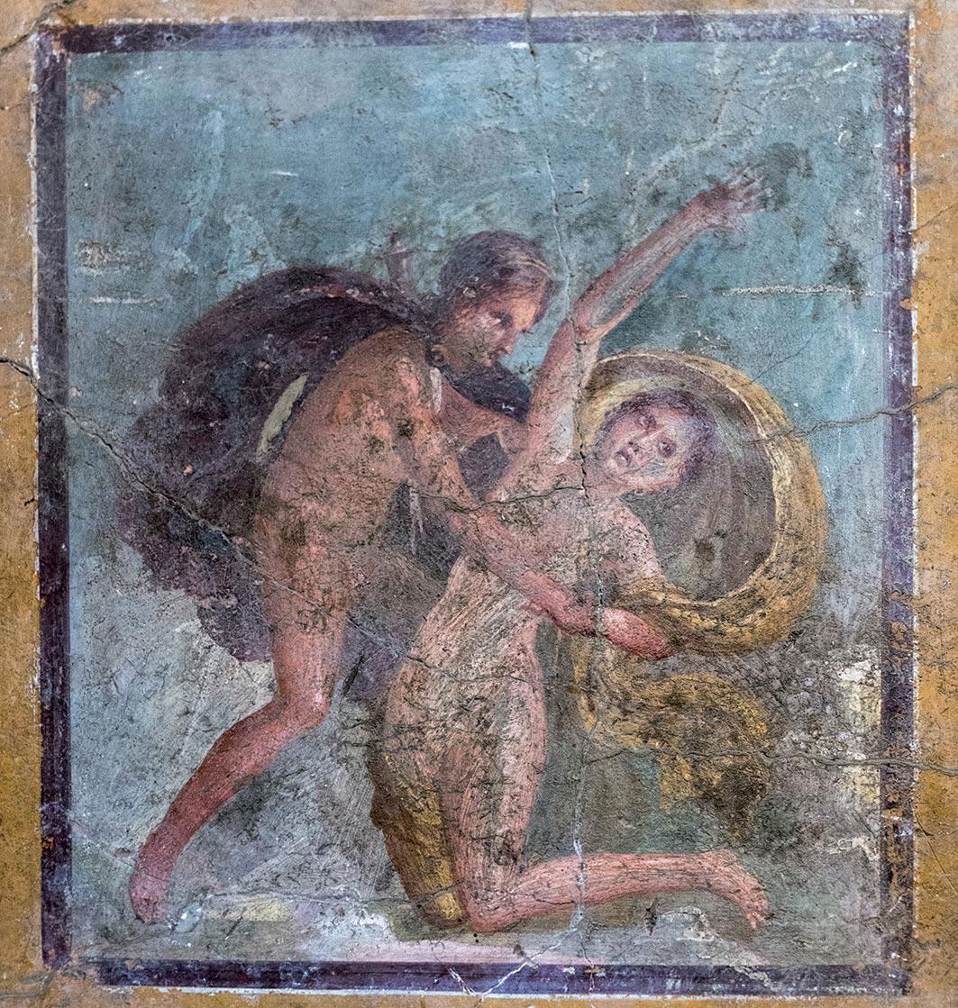 Apollo Und Daphne Fresco in Pompeii ist eine frühe Darstellung des kampfes zwischen den Beiden.