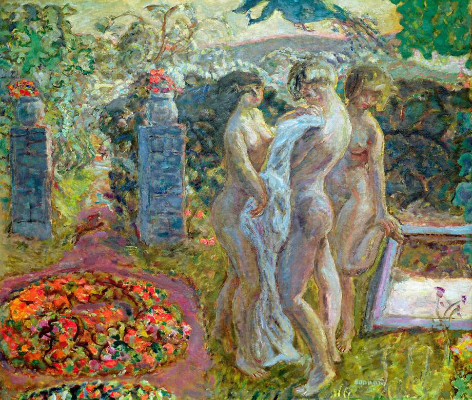 Pierre Bonnards Die drei Grazien gehen in der Landschaft auf und werden ein Teil von ihr.