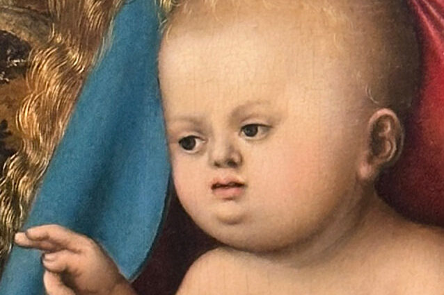 Der Kopf eines Jesusknaben Cranach kann auf Grund seiner speziellen Anatomie klar Cranch oder seiner Werkstatt zugeschrieben werden.