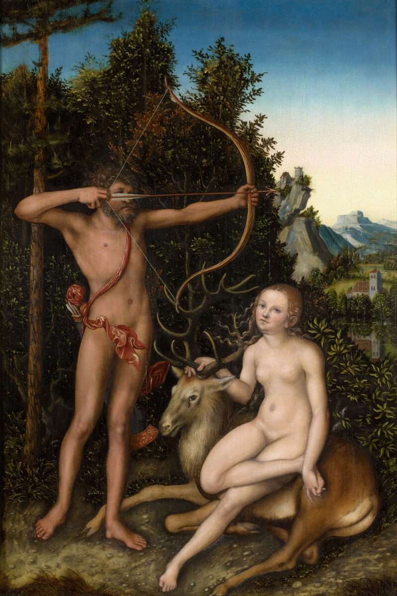 Das Lucas Cranach d-Ä. Apollo und Diana ist ziemlich sicher dem Meister zuzuschreiben. Die Cranach Zuschreibungen sind oft schwierig, können jedoch an der Qualität des Gemäldes gut festgestellt werden.