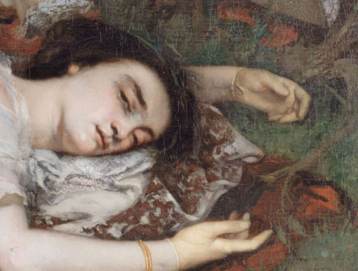 Ein schönes Beispiel für das Thema der laszive Blick in der Kunst ist das Gemälde von Gustave Courbet Mädchen an der Seine und der im Vordergrund liegenden Frau.