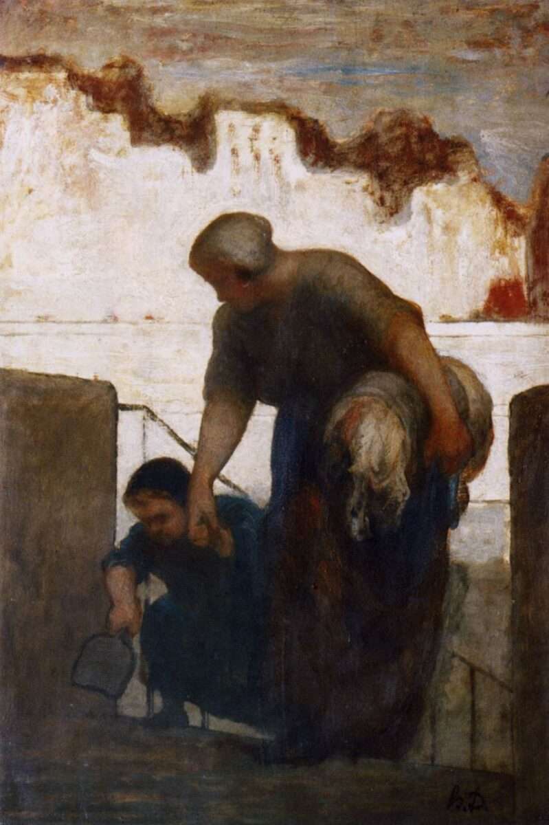 Das Motiv Haushalt in der Kunst bekommt in dem Gemälde von Honoré Daumier "Die Wäscherin" einen gesellschaftspolitischen Aspekt. Heldinnen des Alltags. Schweiß, Anstrengung, soziale Härte – Daumier verwandelt sie in Symbole der Moderne.