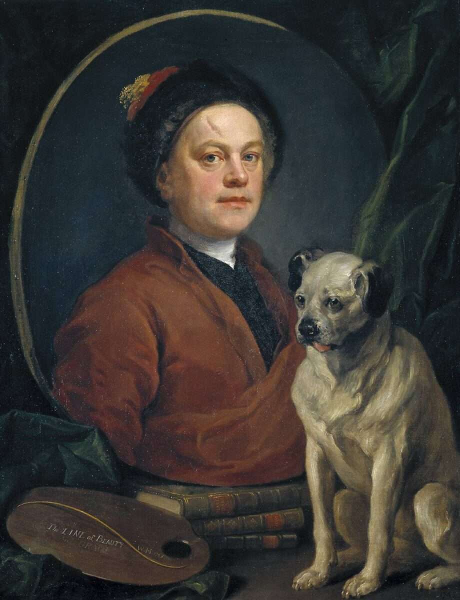 William Hogarths Gemälde The Painter and his Pug ist ein exemplarisches Beispiel für Künstler und Kunst mit Hund. Der Künstler blickt selbstbewusst, der Hund skeptisch.