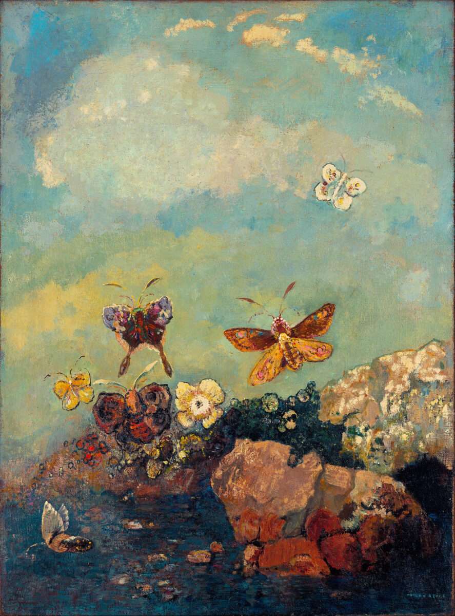 Odilon Redon Butterflies 1910 „Der Schmetterling in der Kunst – Odilon Redon, Butterflies, symbolistische Malerei mit bunten Schmetterlingen, Museum of Modern Art“