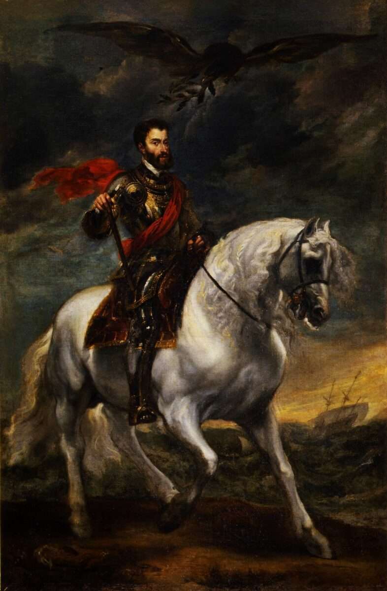 Reiterbildnis Kaiser Karls V. von Anthony van Dyck. Das Original diente als Vorlage für die Kopie in der Kunstsammlung des Gotischen Hauses Wörlitz.