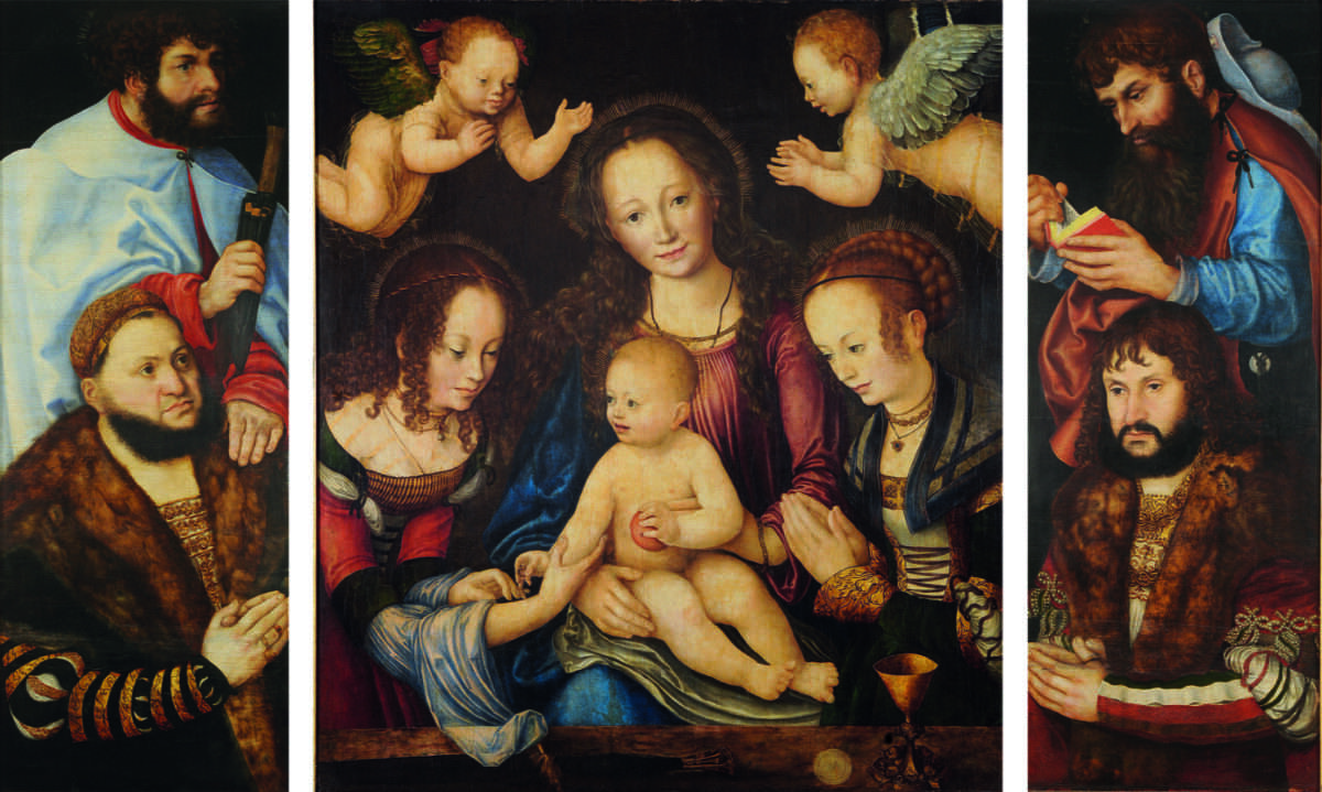 Dessauer Fürstenaltar von Lucas Cranach dem Älteren in der Anhaltischen Gemäldegalerie Dessau. Das Original ist im Gotischen Haus Wörlitz durch eine Reproduktion vertreten.