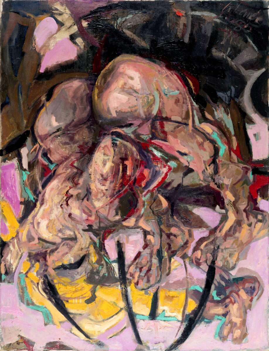 Thomas Gatzemeier – Mann im Käfig (1985), expressives Gemälde eines eingesperrten menschlichen Leibes als Sinnbild von Isolation und Repression in der DDR.