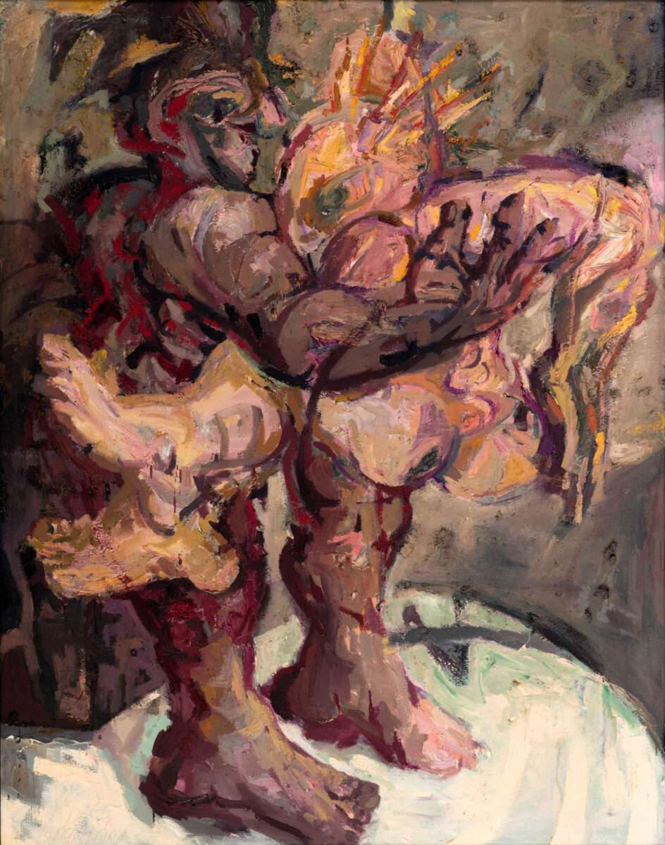 Thomas Gatzemeier – Ein Paar (1985), expressives Gemälde zweier verschlungener menschlicher Leiber zwischen Mythos, Nähe und dramatischer Bewegung.